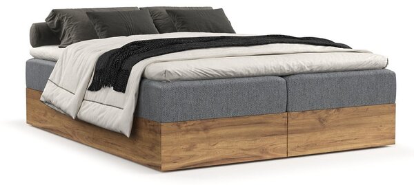 Szürke-natúr színű ágyneműtartós boxspring ágy 180x200 cm Faro – Maison de Rêve
