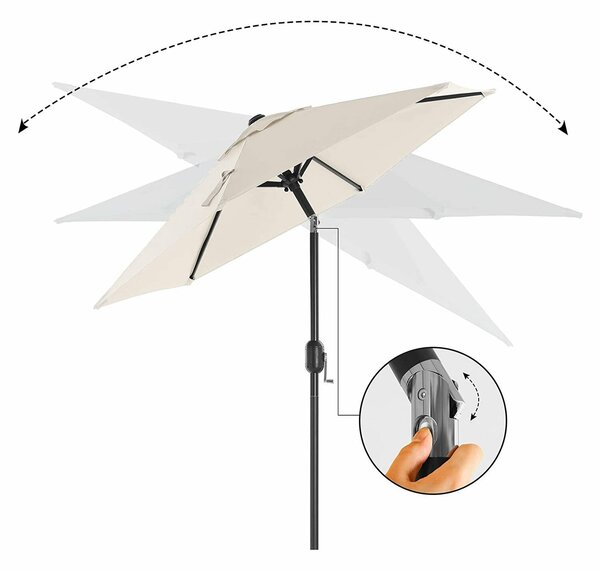Kerti napernyő 200 cm, kétirányban dönthető 30°, UPF 50+ poliészter, fém váz, bézs