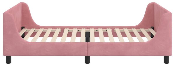VidaXL Gyerekágy kerettel fejtámlával Rózsaszín 90 x 190 cm Bársony