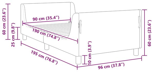 VidaXL Gyerekágy kerettel Világosszürke 90 x 190 cm Juh Gyapjú