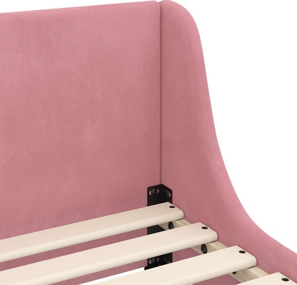 VidaXL Gyerekágy kerettel fejtámlával Rózsaszín 80 x 160 cm Bársony