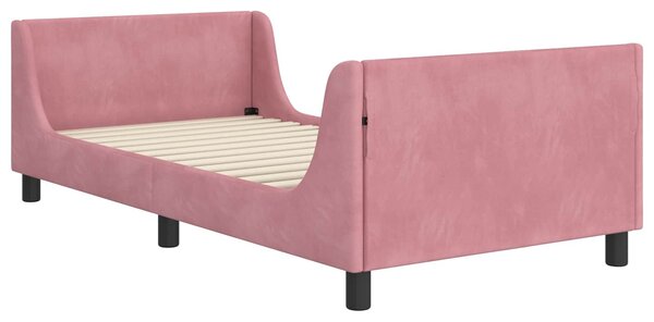 VidaXL Gyerekágy kerettel fejtámlával Rózsaszín 90 x 190 cm Bársony