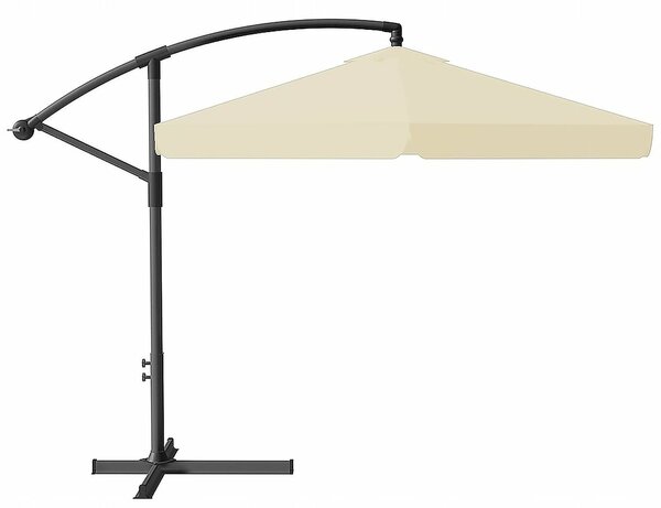 Oldalkaros kerti napernyő dönthető mechanizmussal, vízálló, 300 cm átmérőjű, huzattal, bézs