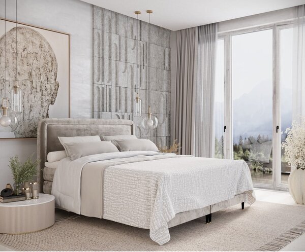 Világosbarna boxspring ágy 160x200 cm Dove – Maison de Rêve