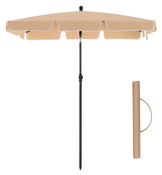Téglalap alakú napernyő 2 × 1,25 m, UPF 50+ védelem, dönthető, talp nélkül, taupe