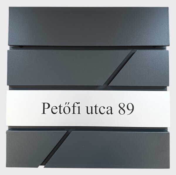 Fém postaláda, gravírozott felirattal, antracit "10"