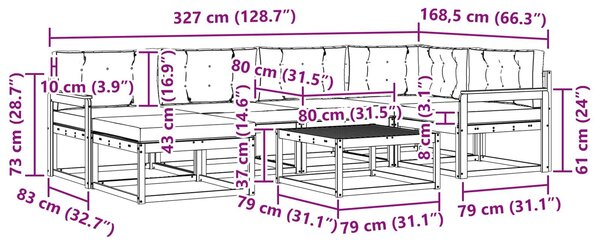 VidaXL Kültéri kanapé szett 7 pcs Fehér és Világosszürke