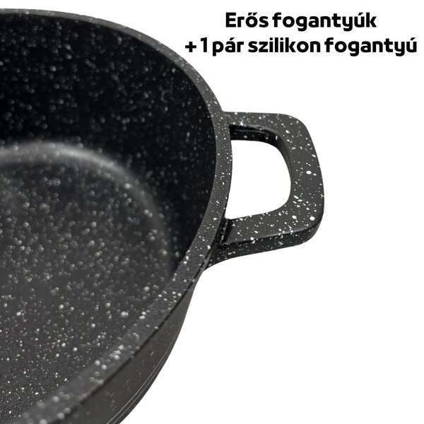 Bachmayer Edény Átlátszó Fedővel, Márványozott Tapadásmentes Bevonattal, Hőálló Festéssel, Indukciós Aljjal - 20 cm