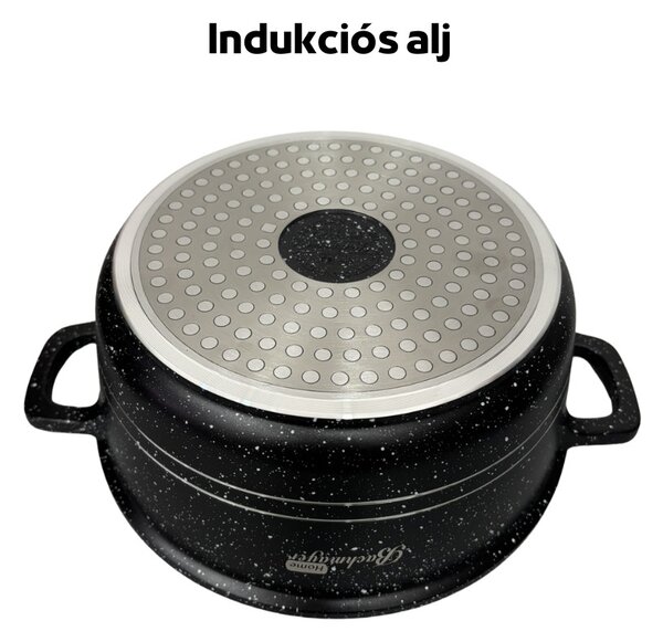 Bachmayer Edény Átlátszó Fedővel, Márványozott Tapadásmentes Bevonattal, Hőálló Festéssel, Indukciós Aljjal - 20 cm