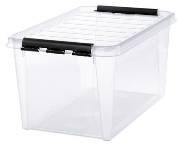 Műanyag tárolódoboz, 47 liter, fekete fogantyúkkal, SMARTSTORE Classic 45, átlátszó (CSDSMART40)