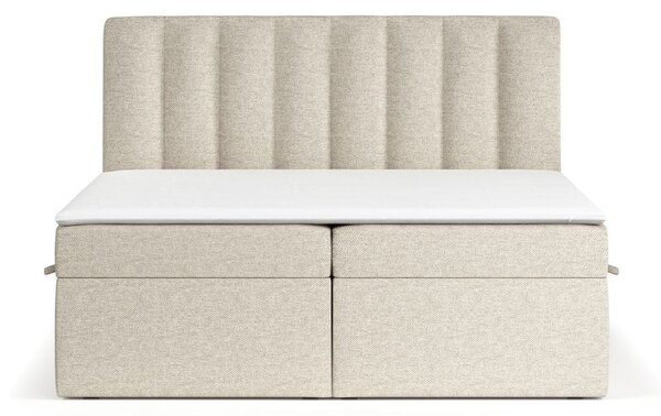Bézs ágyneműtartós boxspring ágy 160x200 cm Novento – Maison de Rêve