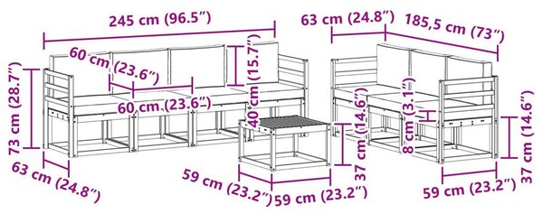 Kültéri kanapé szett 8 pcs Természetes és krémszínű
