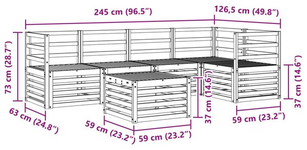 Szegmentált kanapé szett 6 pcs Természetes Tömör Akácfa