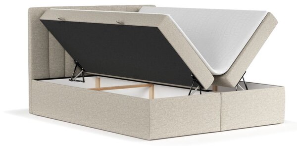 Bézs ágyneműtartós boxspring ágy 160x200 cm Novento – Maison de Rêve