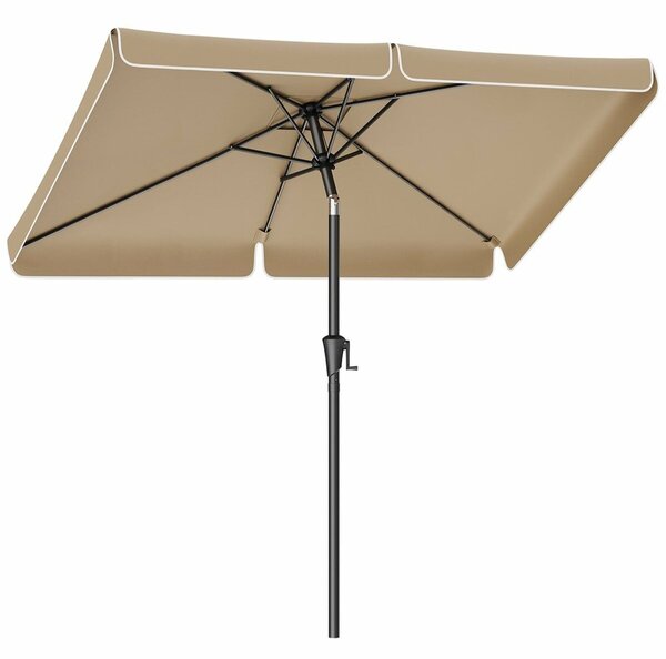 Kerti napernyő kézi hajtással, UPF 50+, 30°-os dőlés, fém váz, 300x200 cm, taupe barna