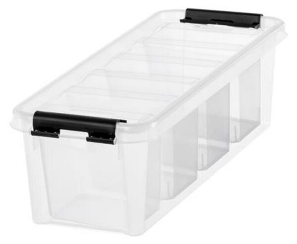 Műanyag tárolódoboz, fekete fogantyúkkal, 4 rekeszes, SMARTSTORE Classic 4, átlátszó (CSDSMART41)
