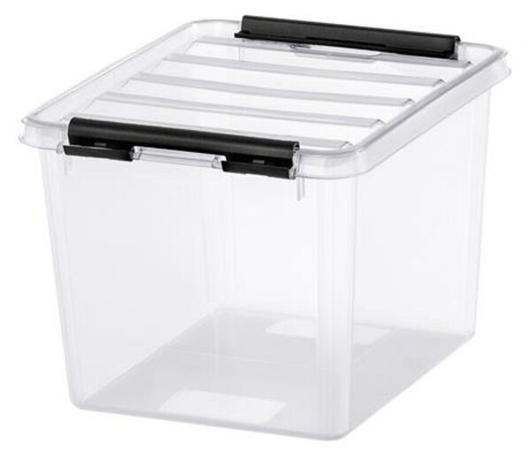 Műanyag tárolódoboz, 3 liter, fekete fogantyúkkal, SMARTSTORE Classic 3, átlátszó (CSDSMART27)