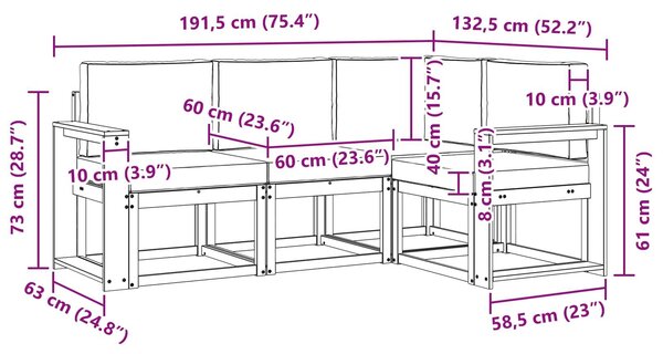 VidaXL Kültéri kanapé szett 4 pcs Fehér és Világosszürke