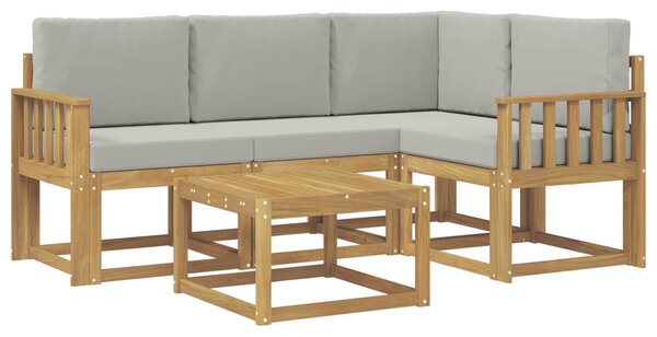 VidaXL Kültéri kanapé szett 5 pcs Fehér és Világosszürke
