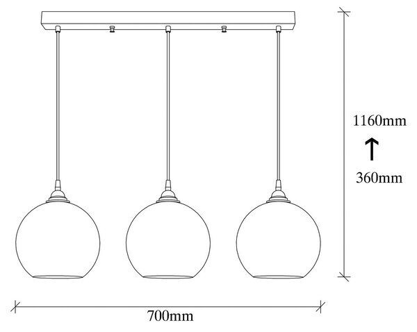 Opviq Akasztólámpa arany 022 3-lámpás lineáris üveg Ø20cm, dimmelhető, Sárgaréz / arany, Nappali / Étkező, Üveg, Modern