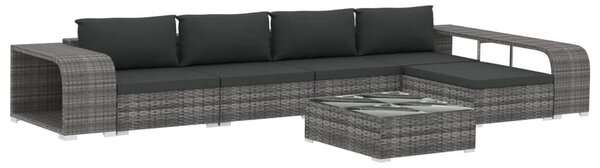 8 részes szürke polyrattan kerti bútorszett párnákkal