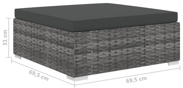 8 részes szürke polyrattan kerti bútorszett párnákkal
