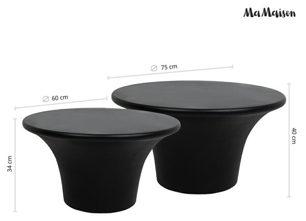 MaMaison Podium Modern MDF Dohányzóasztal Szett Fekete