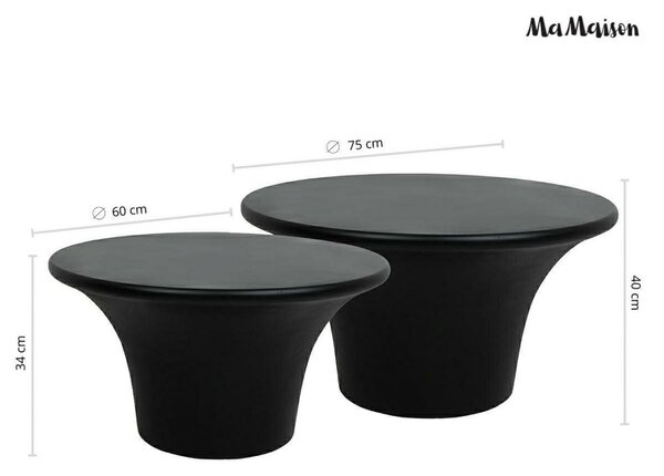 MaMaison Podium Modern MDF Dohányzóasztal Szett Fekete