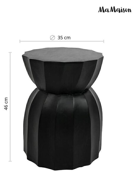 MaMaison Rolling Mangófa Kisasztal Fekete Geometrikus