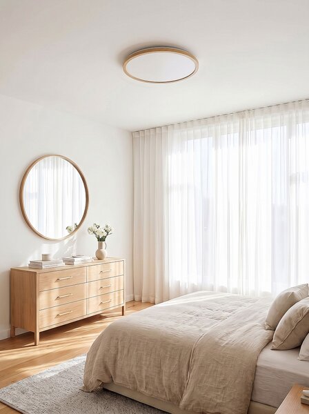 LED mennyezeti lámpa VELORA Távirányítóval Dimmer funkcióval Világosbarna