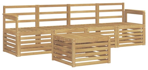 VidaXL Kültéri kanapé szett 5 pcs Fehér Tömör Akácfa