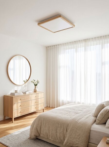 LED mennyezeti lámpa TIVORA Távirányítóval Dimmer funkcióval Világosbarna