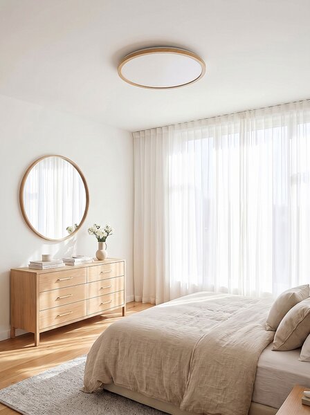 LED mennyezeti lámpa VELORA Távirányítóval Dimmer funkcióval Világosbarna