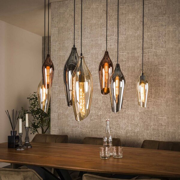 Zijlstra Mixture függőlámpa 4+3, 7-light, üveg, több színű, dimmelhető, Többszínű, Nappali / Étkező, Üveg