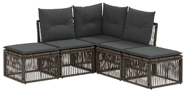 VidaXL Kerti Kanapé Szett 5 pcs Szürke polirattan