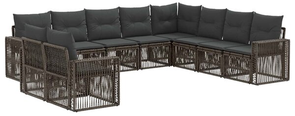 VidaXL Kerti Kanapé Szett 10 pcs Szürke és sötétszürke polirattan