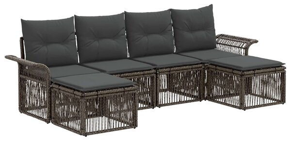 VidaXL Kerti Kanapé Szett 6 pcs Szürke polirattan