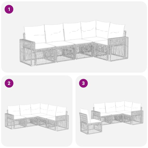 VidaXL Kerti Kanapé Szett 5 pcs Szürke és sötétszürke polirattan
