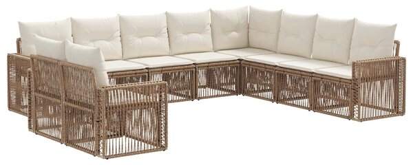 VidaXL Kerti Kanapé Szett 10 pcs Beige és Krémszínű polirattan