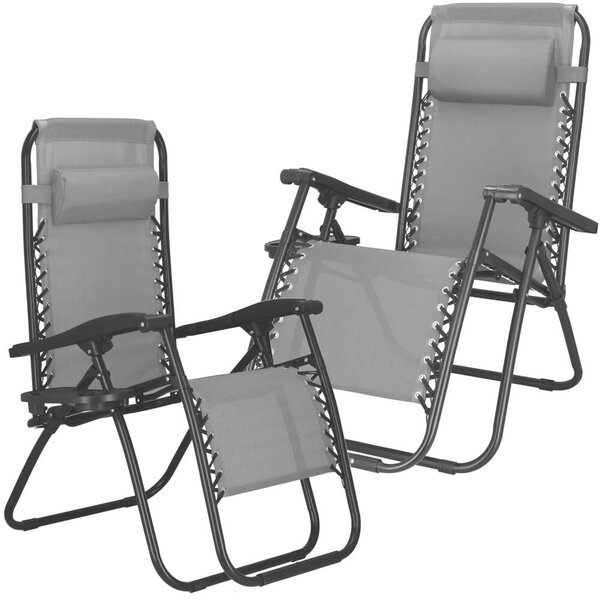 Siesta napozószék, összecsukható, tengerparti vagy kerti használatra, null gravitációs technológiával, támasztófejjel, 175x67x110 cm, szürke