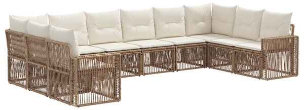 VidaXL Kerti Kanapé Szett 10 pcs Beige és Krémszínű polirattan