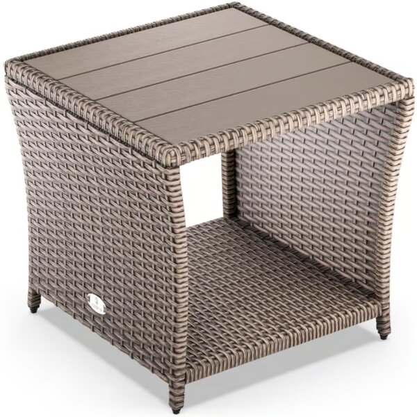 ROCCO polyrattan oldalasztal, 40x45x45cm, krémszínű Casaria