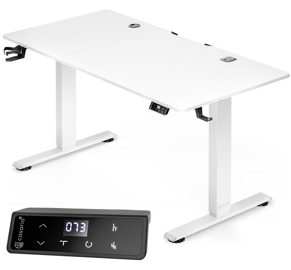 FLEXI állítható magasságú irodai íróasztal, 140x70x72–117cm, fehér Casaria