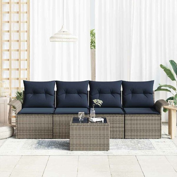 VidaXL Kanapé Szett párnával 5 pcs Szürke polirattan