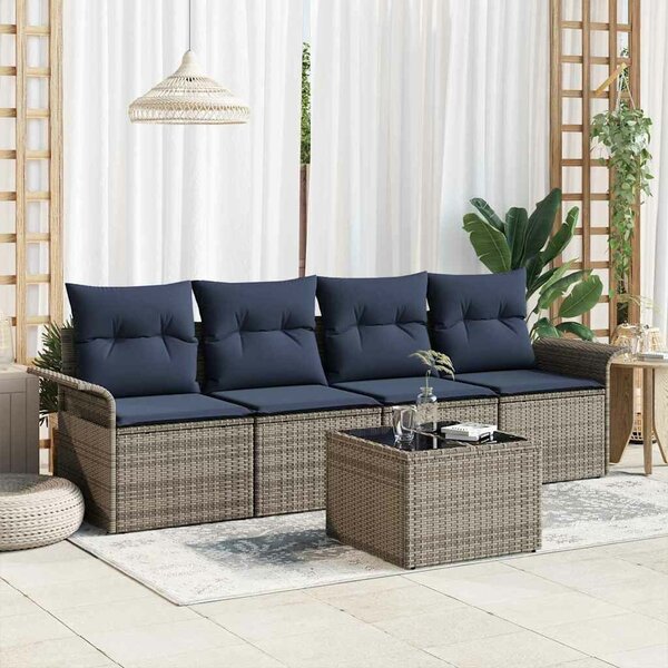 VidaXL Kanapé Szett párnával 5 pcs Szürke polirattan