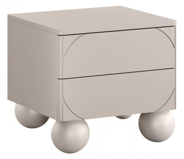 Sonatia II fiókos éjjeliszekrény 45 cm 2 fiókkal - kasmír / gömb alakú lábak