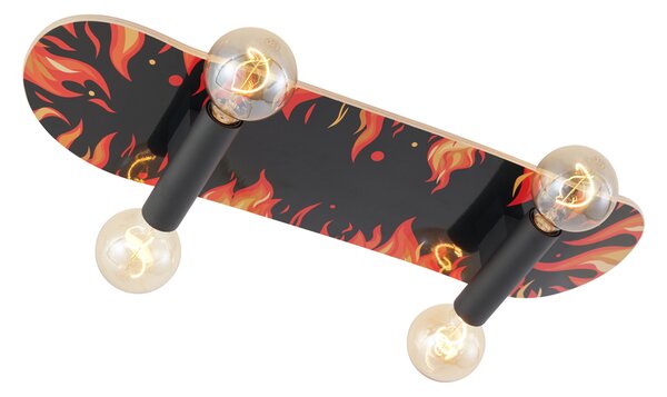 Fali lámpa fekete, piros színnel 80 cm - Skateboard