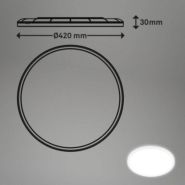 Briloner LED mennyezeti világítás Move, érzékelő, Ø 42 cm, IP44, fehér, 4000K, Fehér / opál, Nappali / Étkező, Műanyag, Modern
