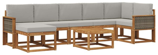VidaXL Kültéri kanapé szett 8 pcs Természetes és Világosszürke