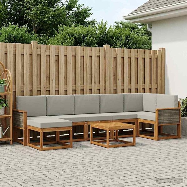 VidaXL Kültéri kanapé szett 8 pcs Természetes és Világosszürke